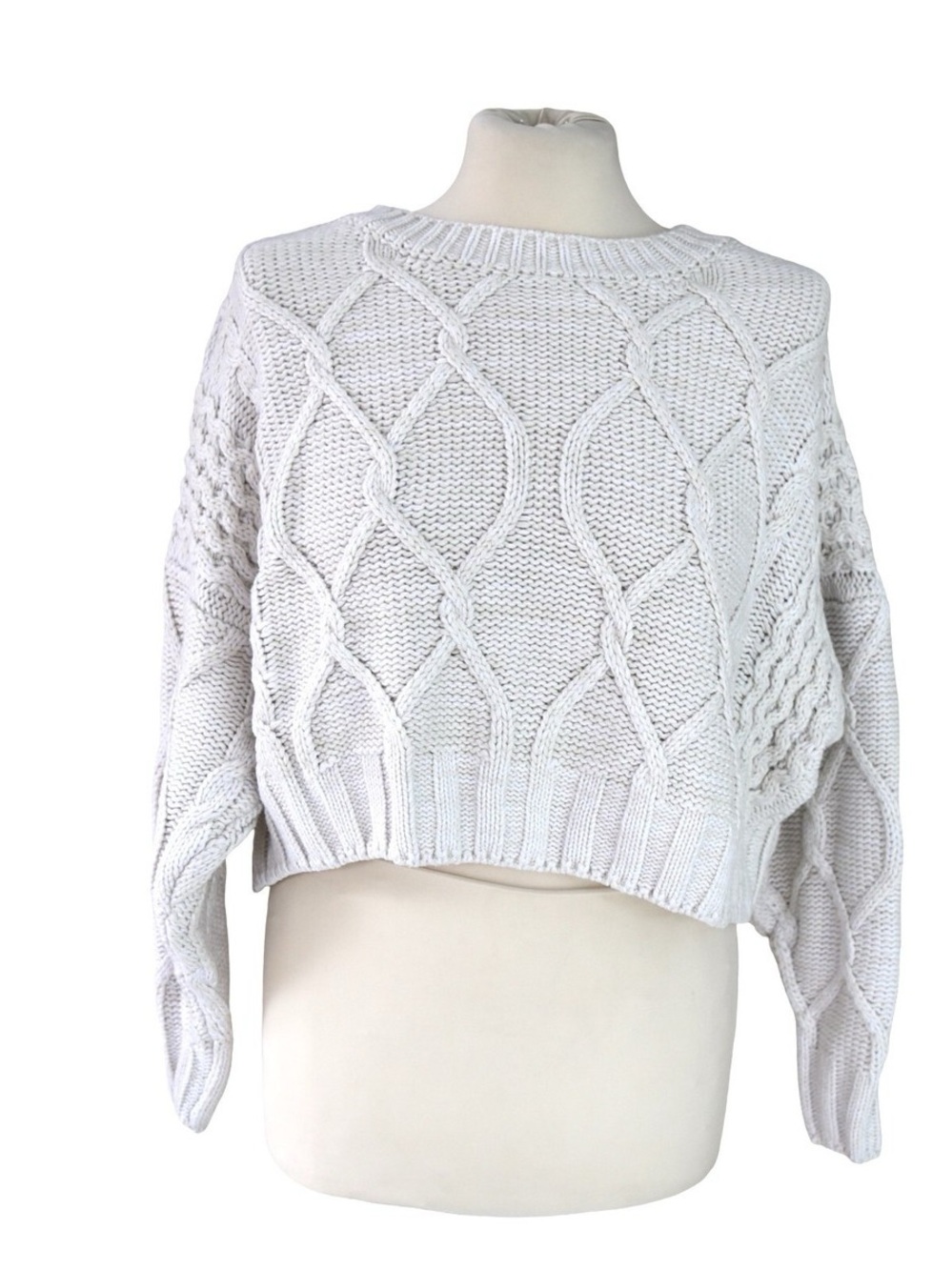 Princess Polly Oversized Cable Knit Cropped Sweater - White